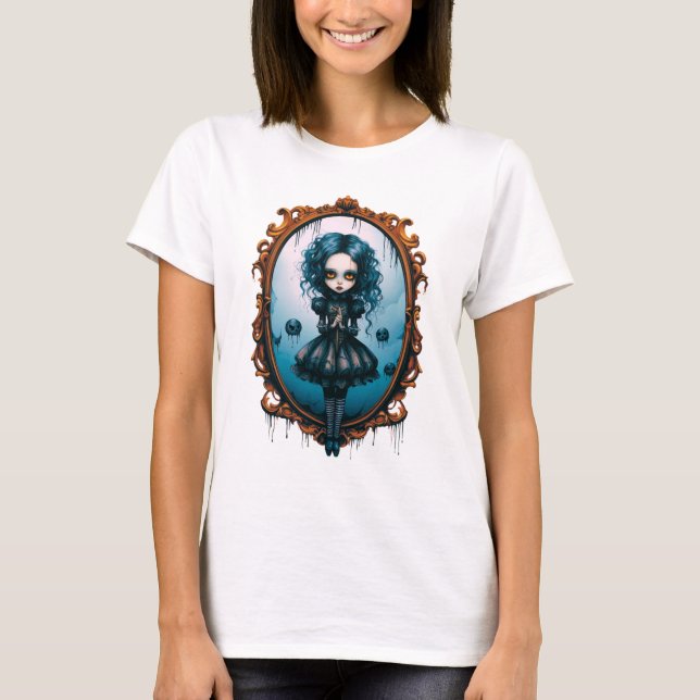 Gothic Girl in Victorian Mirror Halloween Mug T-Shirt (Front)