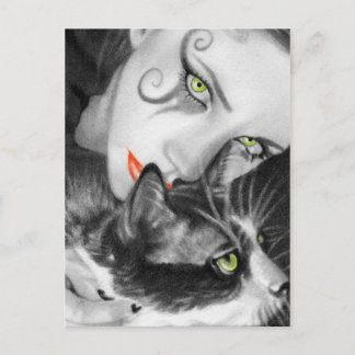 Gothic Girl Kitty Postcard