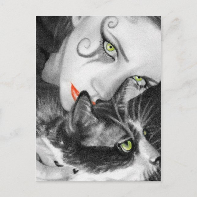 Gothic Girl Kitty Postcard (Front)