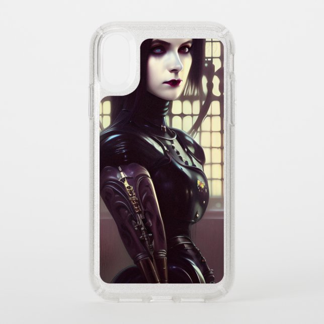 Gothic Girl Leather and Steampunk Hat Speck iPhone XR Case (Front)