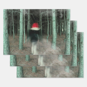 Gothic Girl Modern Black Red Forest Wrapping Paper Sheets