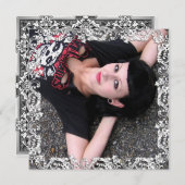 Gothic Girl Photo, "I Love You" Tribal Border Card (Front/Back)