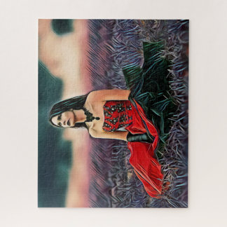 Gothic Girl Sitting Romantic Woman Customisable Jigsaw Puzzle