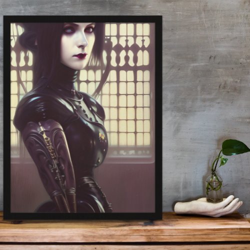 Gothic Girl Steampunk Different Colored Eyes Poster