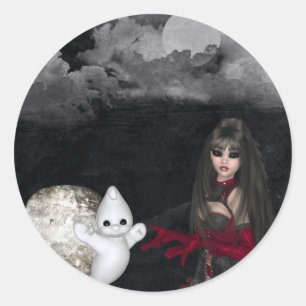 Gothic Girl Tombstone & Ghost Blank Stickers