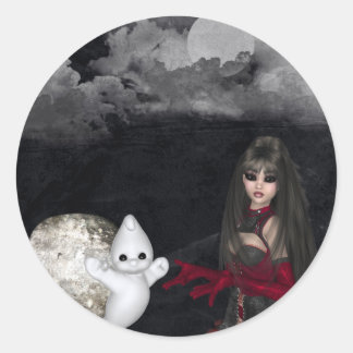 Gothic Girl Tombstone & Ghost Blank Stickers