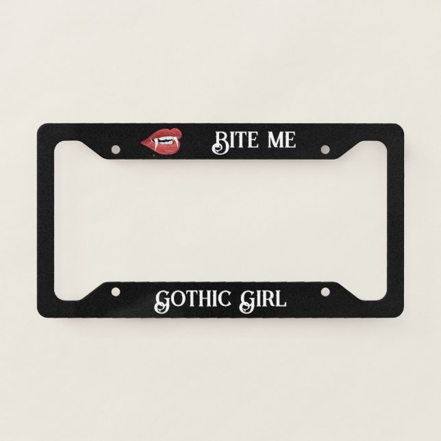 Gothic Girl Vampire Kiss License Plate Frame (Front)