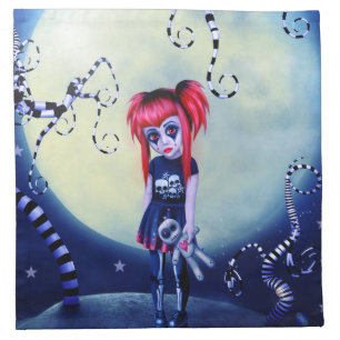 Gothic girl voodoo doll and creepy vines cloth napkin