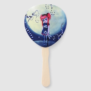 Gothic girl voodoo doll and creepy vines hand fan