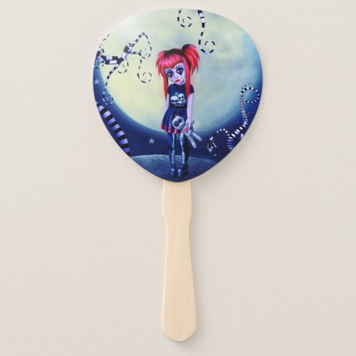 Gothic girl voodoo doll and creepy vines hand fan