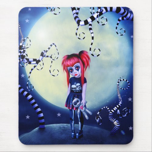 Gothic girl voodoo doll and creepy vines mouse pad