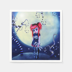 Gothic girl voodoo doll and creepy vines napkins