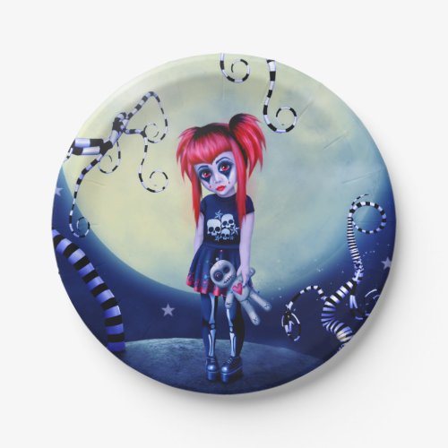 Gothic girl voodoo doll and creepy vines paper plates