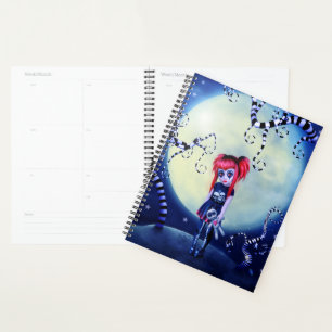 Gothic girl voodoo doll and creepy vines planner