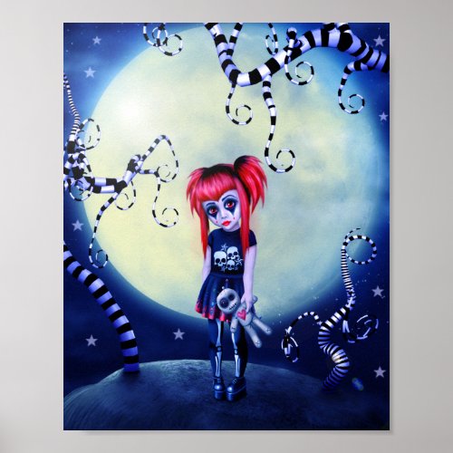 Gothic girl voodoo doll and creepy vines poster