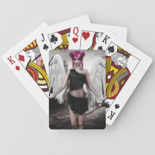 Gothic Girls Angel of Light fantasy art Playing Cards