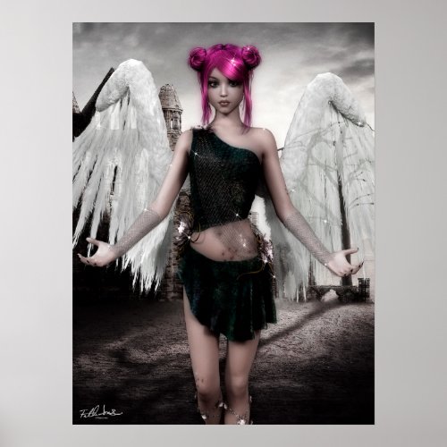 Gothic Girls Angel of Light fantasy art Poster