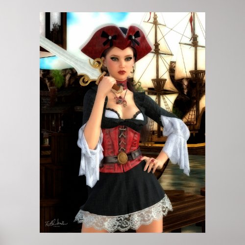 Gothic Girls Captain of Her Fate Fantasy Art Poster