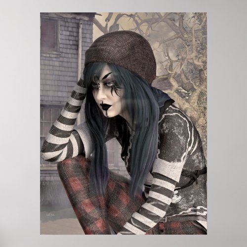 Gothic Girls Future Past Tense fantasy art Poster