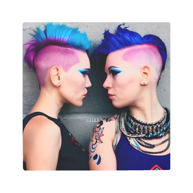 Gothic Girls in Love LGBTQ+ Metal Print (Front)