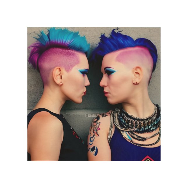 Gothic Girls in Love LGBTQ+ Wood Wall Art (Front)
