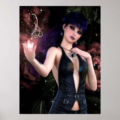 Gothic Girls Magical Rose Fantasy Art Poster