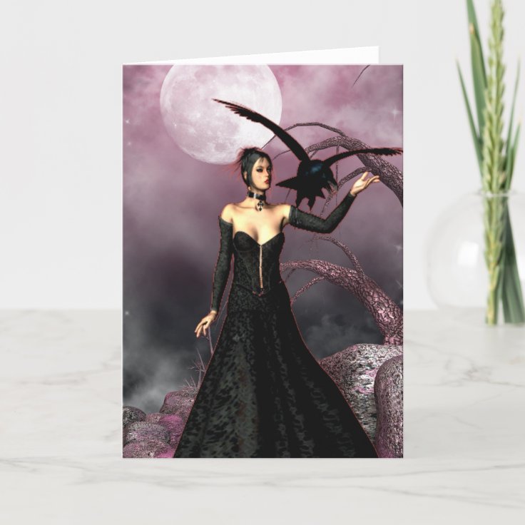 Gothic Girls Red Witch fantasy greeting card Zazzle