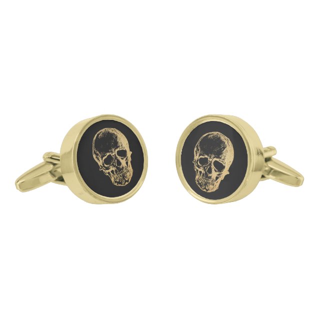 Gothic Glam | Cufflinks | Gold Skull (Angled)