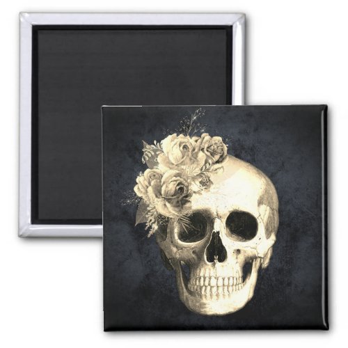 Gothic Glam Floral Skull Halloween  Magnet