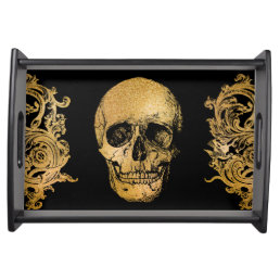 Gothic Glam Gold Skull Scrolls | Serving Tray