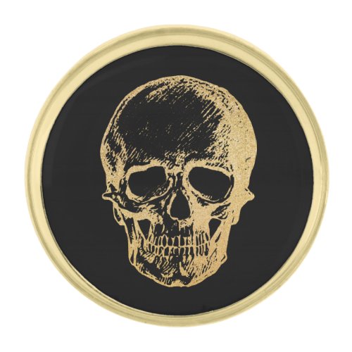 Gothic Glam  Lapel Pin  Gold Skull