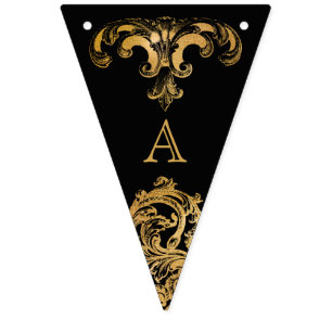 Gothic Glam Monogram Bunting Flags Black