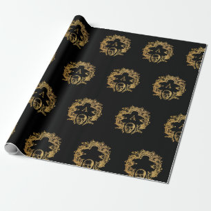 Gothic Glam Monogram Skull Wrapping Paper