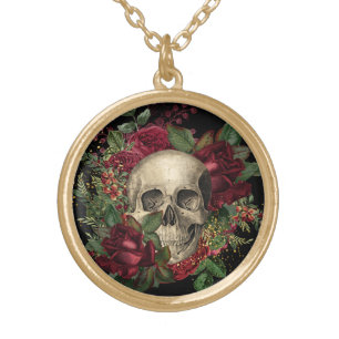 Gothic Glam Necklace Skull & Roses