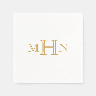Gothic Glam Paper Napkins Gold Monogram