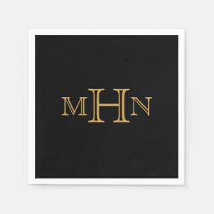Gothic Glam Paper Napkins Gold Monogram