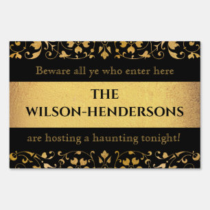 Gothic Glam Party Yard Sign Black & Gold