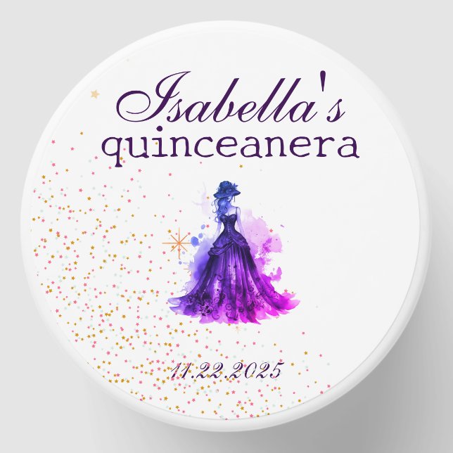 Gothic Glam Quince  purple dress Mini Candle Favors (Front)