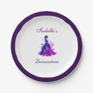 Gothic Glam Quince purple dress Paper Plates