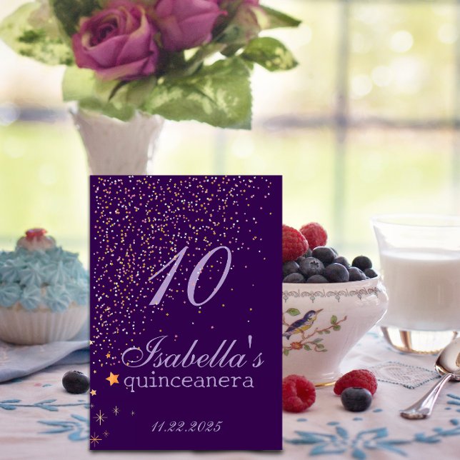 Gothic Glam Quince purple glitter Table Number (Creator Uploaded)