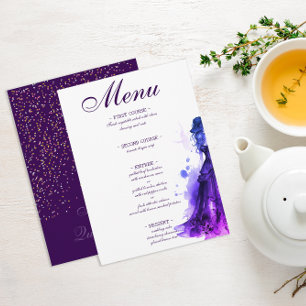 Gothic Glam Quince purple menu Quinceañera