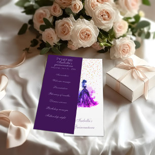 Gothic Glam Quince purple program Quinceañera