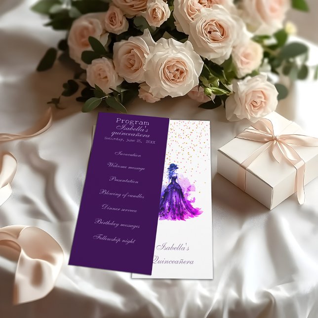 Gothic Glam Quince purple program Quinceañera (Creator Uploaded)