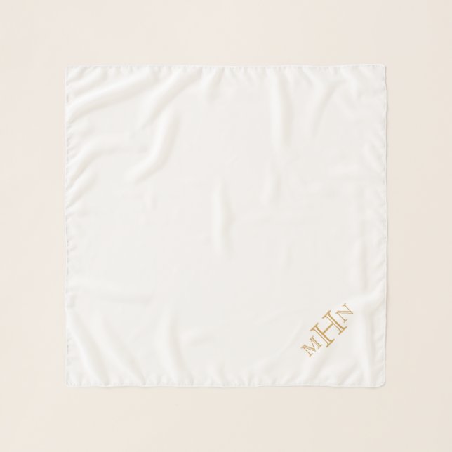 Gothic Glam | Scarf | Gold Monogram | White (Front)