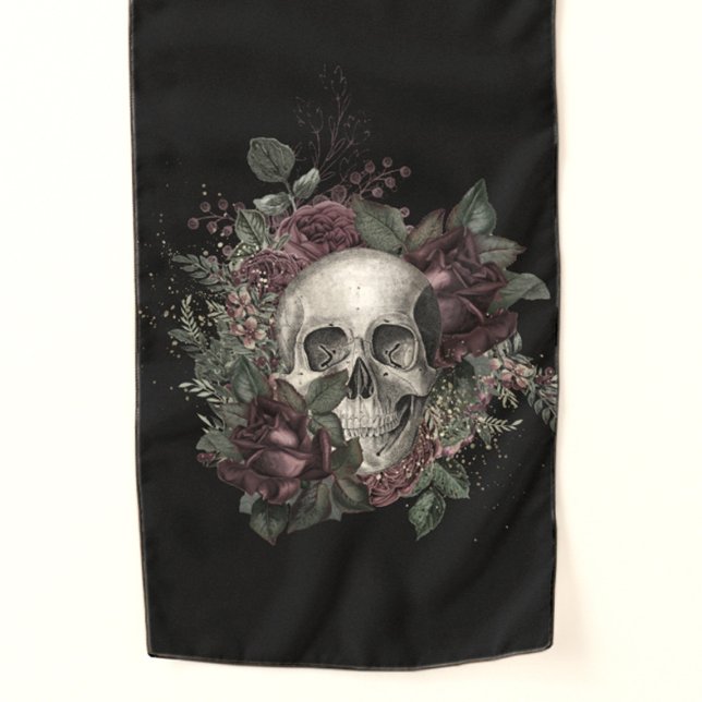 Gothic Glam | Scarf | Halloween Skull with Roses (Creator Uploaded)