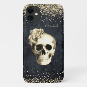 Gothic Glam Skull Gold Glitter iPhone 11 Case