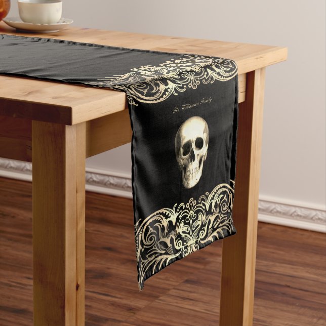 Gothic Glam Skull Personalized Medium Table Runner (In Situ)