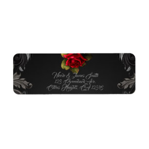 Gothic Glamour Red Rose Black Ornamental Glam Label