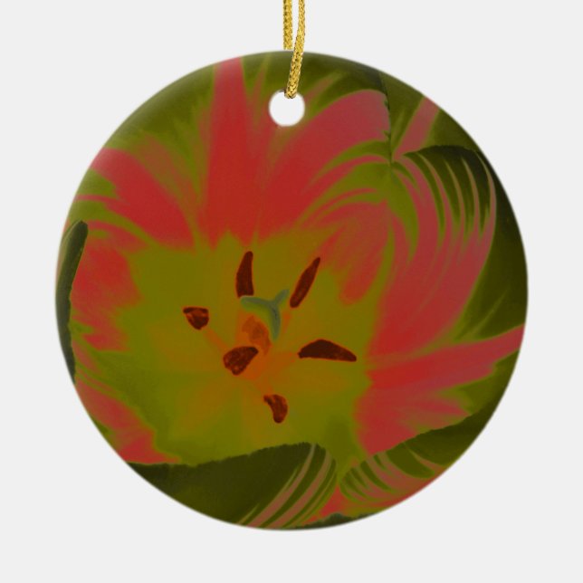 Gothic Gloomy Red Tulip Custom Birthday Ceramic Ornament (Front)