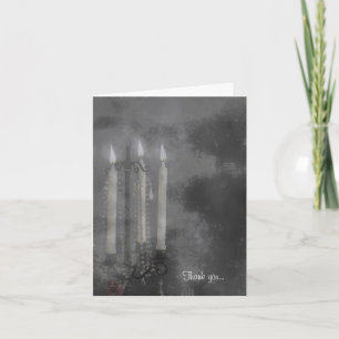 Gothic Glow Candle Light Roses Wedding set Letterpress Thank You Card